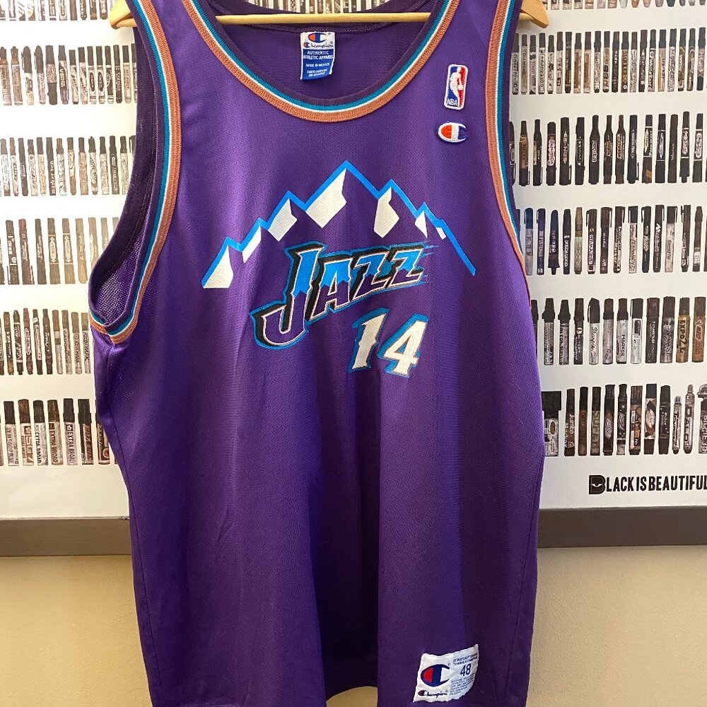Champion - Utah Jazz Jeff Hornacek vintage jersey (1996) RARE 48 XL